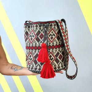 Vegan Crochet Crossbody Bag, Ukrainian Folk Art, Recycled Cotton image 10