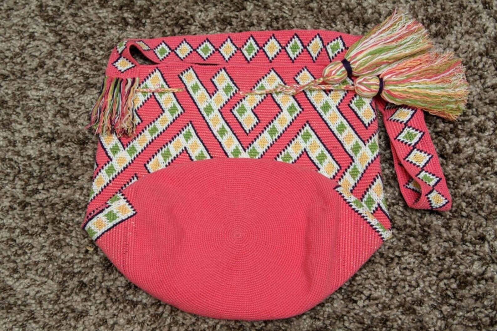Pink Bucket Bag Hippie Crossbody Bag Mochila Bag Large Round Etsy