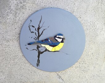 fine art Mosaic bird hanging wall decoration BLUE
