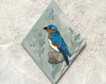 fine art Mosaic bird hanging wall decoration BLUE