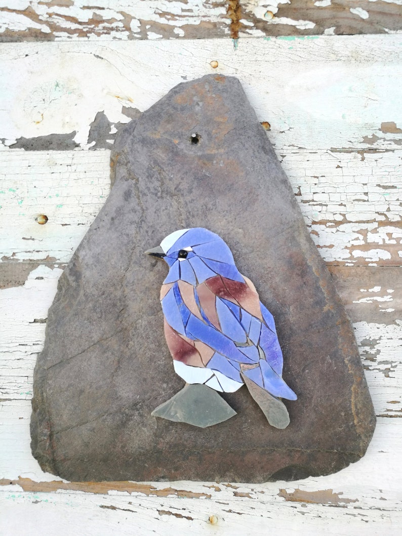 GABRIELLE mosaic wall art slate painting bird robin Etsy