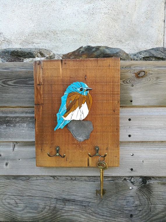 Hugues Range Clés Rangement Décoration Porte Clés Tableau Mosaique Oiseau Mosaique Bois
