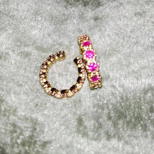 Bague d'oreille, à l'unité, Plaqué or, cristaux, Manchette, Bague d’Oreille pour Cartilage Or, Ear Cuff sans perforation, Faux piercing