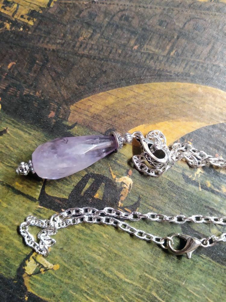 rhodied silver amethyst pendant Gemstones Clear Amethyst pendant ethnic style fine stones silver boho woman gift