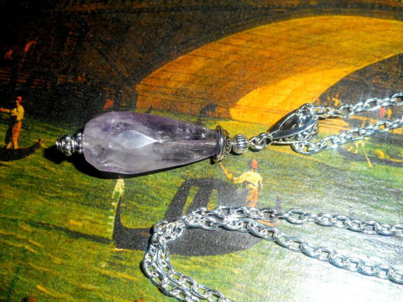rhodied silver amethyst pendant Gemstones Clear Amethyst pendant ethnic style fine stones silver boho woman gift