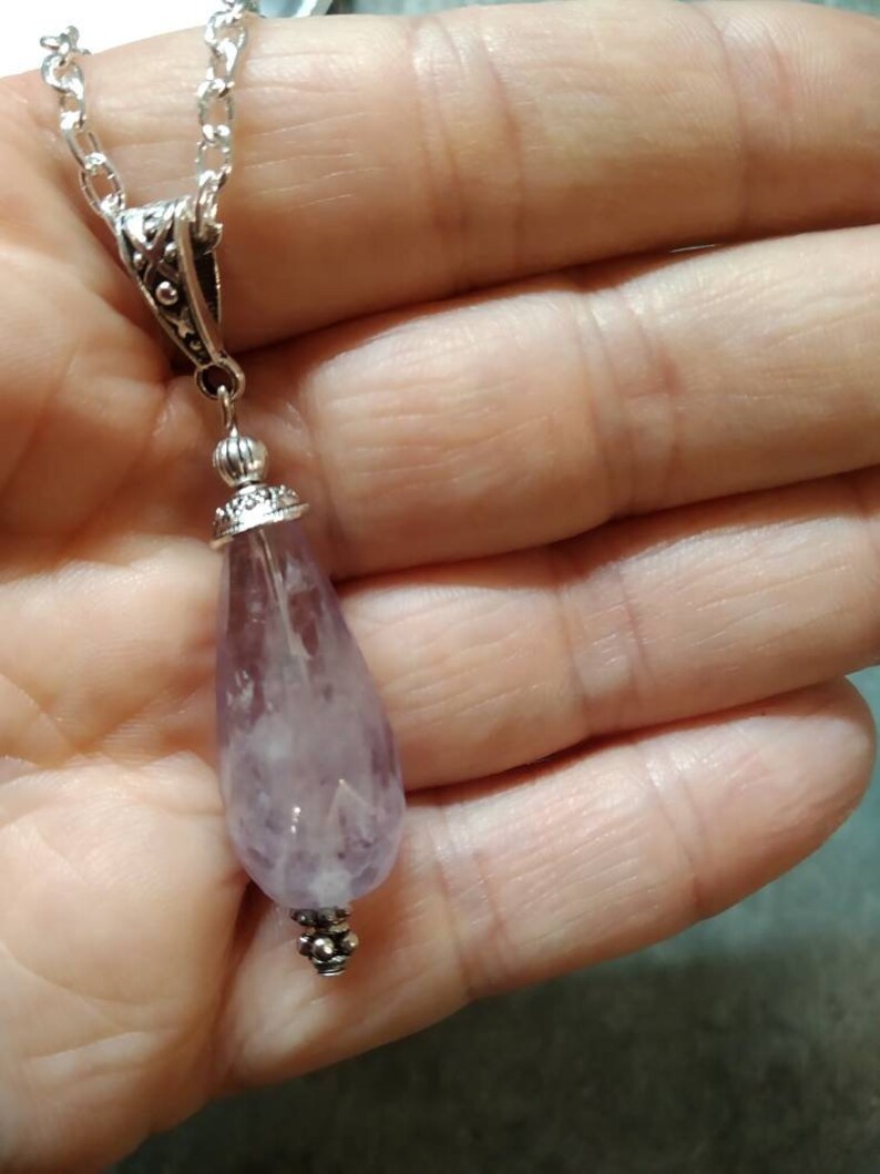 rhodied silver amethyst pendant Gemstones Clear Amethyst pendant ethnic style fine stones silver boho woman gift