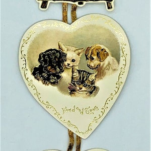PUPPY KITTY Vergoldete VALENTINSTAG 3-Tier Hänge Karte! Gruß der wahren Liebe Shackman Firma