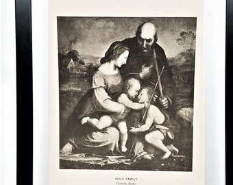 HOLY FAMILY - Vintage 7"x 5" Framed 15th Century Religious Art Print -Artist Fra Bartolommeo- Perfect Gift for Students of Art and Religion!