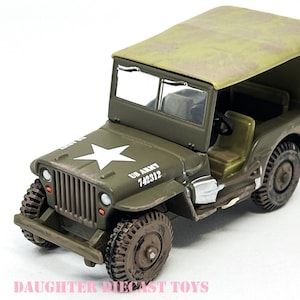 WWII ARMY JEEP 4x4 with Display Base & History Card! Intricate Diecast Metal Truck-Pristine Condition-Corgi-Perfect Gift for Veterans