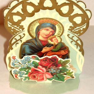 Prachtige 3D MADONNA & BABY JESUS-kerstkaartstandaard om als nieuwstaat te presenteren, zeldzame Shackman