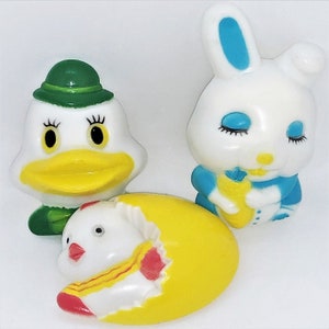 BRINQUEDOS DE CLICKER DE PÁSCOA Vintage (Lote de 3) Lembrancinhas de festa - Fazedores de barulho - Clickers / Clackers - Condição de hortelã!!! B. Shackman
