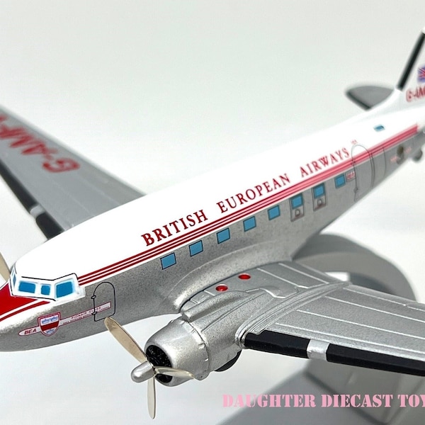 Vintage 1948 BEA DOUGLAS DC3-avion en métal moulé sous pression-adulte modèle de collection-Mint Corgi avec support ! Beau cadeau pour les fans d'histoire de l'aviation !