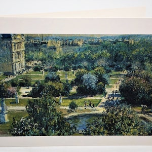 TARJETA DE FELICITACIÓN Vintage de Bellas Artes de MONET "Vista de las Tullerías" Museo Marmottan de París ¡En perfecto estado! ¡Hermosa!