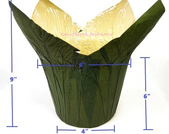 10 Large Flower Pot Wrappers Kwik COVER 6" ARMY GREEN Dress up ur Pots Plant Sellers & Wedding Planners Look!
