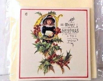 Vintage Victorian FLORAL CHRISTMAS Gift Tag Note Cards (Pkg of 6) Rare! Mint Condition Factory Sealed B. Shackman