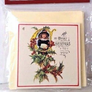 Vintage Victoriaanse BLOEMENKERSTMIS cadeaukaartjes (6 stuks) zeldzaam! Nieuwstaat, fabrieksverzegeld B. Shackman