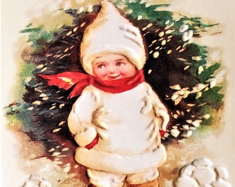 Victorian SNOW CHILD Christmas / Holiday Greeting Card Mint Condition Rare! B. Shackman Company