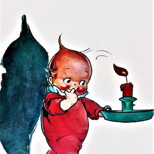 Vintage Kewpie Pudgie Merry CHRISTMAS GREETINGS POSTKARTE Tadellosem Zustand! Selten ! Shackman Company Wir versenden weltweit!