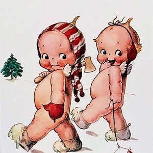 Vintage Kewpie Pudgie eine MERRY CHRISTMAS POSTCARD Tadelloser / neuwertiger Zustand!  Selten ! Hüttenmann