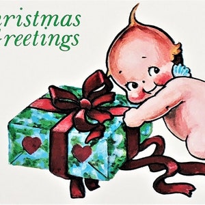 Vintage Kewpie Pudgie WEIHNACHTSGRÜSSE POSTKARTE Tadelloser Zustand! Selten ! Shackman Company Wir versenden weltweit!