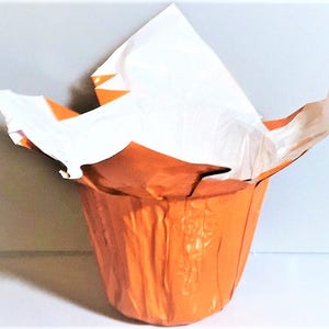 12 Flower Pot Wrappers KWIK COVERS HALLOWEEN Fall Orange 4.5&quot; Pots Plant Sellers Look!
