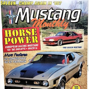 Vintage July 1988 MUSTANG MONTHLY MAGAZINE - Mint Condition/Case Fresh! Perfect Gift for Ford Mustang and Muscle Car Fans!