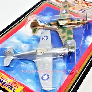 2 Vintage W.W.I.I. Curtiss P-40 FLYING TIGERS War Hawk Fighter PLANES Diecast Metal Airplane Mint Condition/Factory Sealed!  Rare!