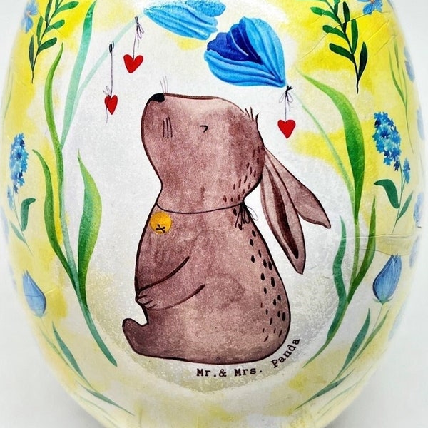 Decoupage Easter Egg (6x4.5") BELL-BUNNY! Factory-Sealed-Sanitary/Mint Condition - Perfect Spring Tabletop Decor or Loving Gift!