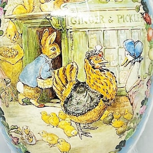 PETER RABBIT (6x4) Easter Egg - Handmade Decoupage from Germany-Factory-sealed/Sanitary/Pristine condition! Perfect Spring Display/Gift!