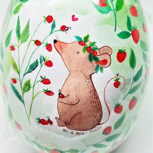 Decoupage Osterei ERDBEERE FELD MAUS 15x12cm!