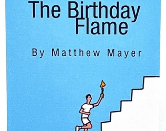 Happy BIRTHDAY FLIP BOOK-Torch Bearer Lights Cake Candle! Perfect Gift for Runners, Olympians, and Student of Film/Animation!