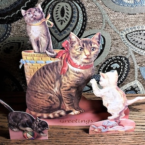 Gorgeous! 3D CAT & KITTENS Greeting CARD Standing Display Mint Condition/Factory Sealed Rare! Shackman