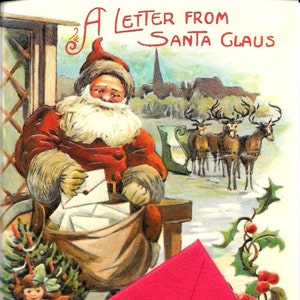 Vintage BRIEF VON SANTA Weihnachtspostkarte Neuwertig Zustand Fabrik Versiegelt