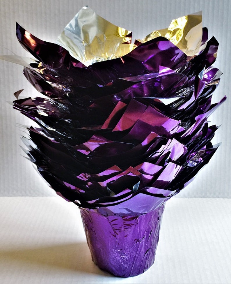 25 Flower Pot Wrappers KWIK COVERS Metallic PURPLE & Silver Etsy