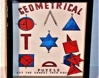 Geometric Shapes DEXTERITY PUZZLE BOX Hard to find Mint condition Toy Vtg B. Shackman Co Great Stocking Stuffer!