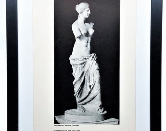 Vintage 5x7 Framed Classical Art Print APHRODITE OF MELOS - Beautiful Ancient Stone Sculpture-Louvre, Paris - Perfect Gift for Art Students!