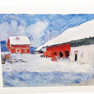 TARJETA DE FELICITACIÓN Vintage de Bellas Artes de MONET "Paisaje en Noruega" Museo Marmottan de París ¡Excelente estado! ¡Hermosa!