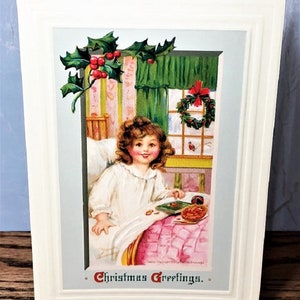 Victorian &quot;CHRISTMAS IN BED&quot; Christmas / Holiday Greeting Card Mint Condition Rare! B. Shackman Company