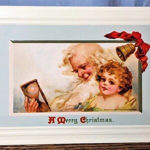 Vittoriano "PADRE TEMPO e BAMBINO Capodanno" Biglietto di auguri di Natale/Festività Condizioni perfette Raro! B. Shackman Company