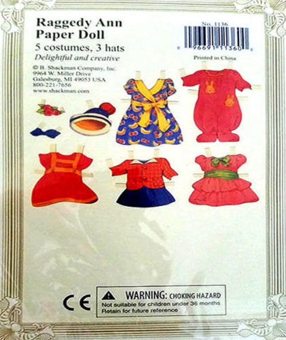 RAGGEDY ANN PAPER DOLL Stands to Display MINT Condtion//Factory Sealed SHACKMAN