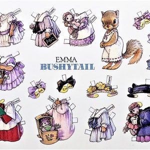 Emma BUSHYTAIL Scoiattolo BAMBOLA DI CARTA Cartolina Grande 7x6" Rara! Condizioni perfette Shackman Co.