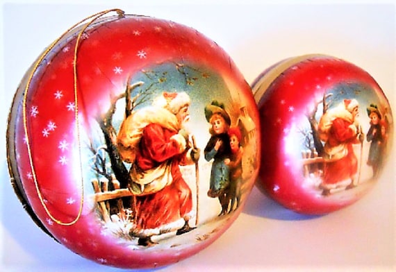 GERMAN DECOUPAGE Christmas Ornaments Handmade Mint Condition/Factory Sealed Rare!