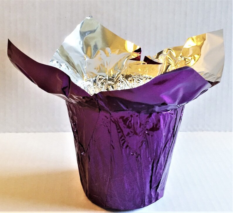 25 Flower Pot Wrappers KWIK COVERS Metallic PURPLE & Silver Etsy