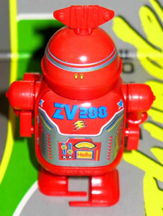 Vintage TIN LITHO ROBOT Wind up Toy Mint Condition Factory