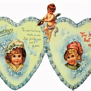 LGBTQ VICTORIAN VALENTINE "Dois corações batem como um" Romântico! Condição impecável/Lacrado de fábrica Raro! Shackman Co. Lindo presente!