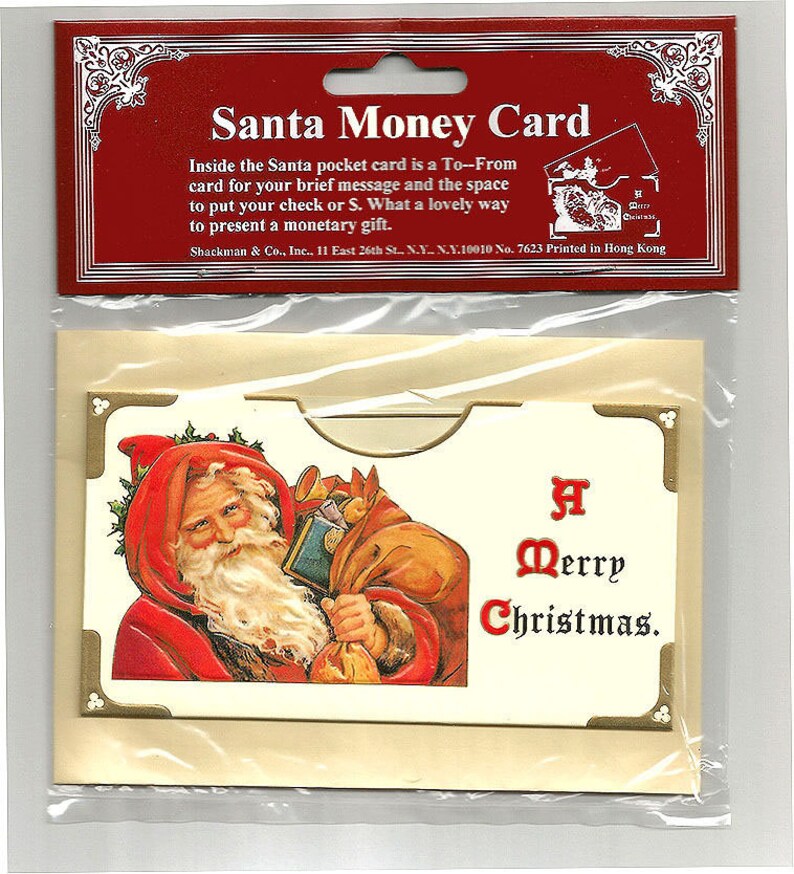 Pkg of 12 Vintage SANTA Christmas MONEY Gift CARD s Mint Condition Factory Sealed Rare B. Shackman image 1