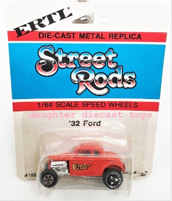 Vintage 1932 FLAMING Ford Sedan STREET ROD Old Ertl Diecast Metal