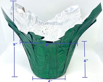 10 Large Flower Pot Wrappers Kwik COVER 6" GREEN Foil Dress up ur Pots Plant Sellers & Wedding Planners Look!