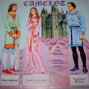 Vintage CAMELOT Paper Doll Book PRISTINE Condition Uncut Large 12" x 13" Medieval Paperdolls by Artist Tom Tierney Shackman Co
