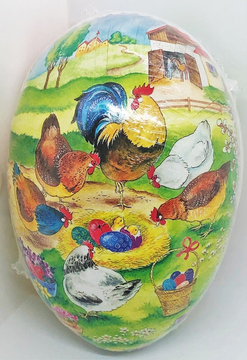 Vintage 7x5 Paper Mache Easter Egg HATCHING CHICKS Etsy